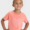 Toddler Girls' Heart Boxy T-Shirt - Cat & Jack™ Coral Orange - 2 of 4