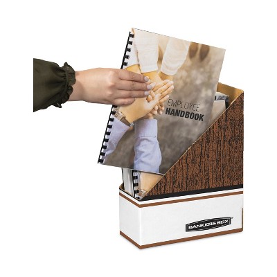 White and Wood Grain Cardboard Magazine File Holder