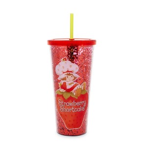 Silver Buffalo Strawberry Shortcake 32-Ounce Confetti Carnival Cup With Lid and Straw - 1 of 4