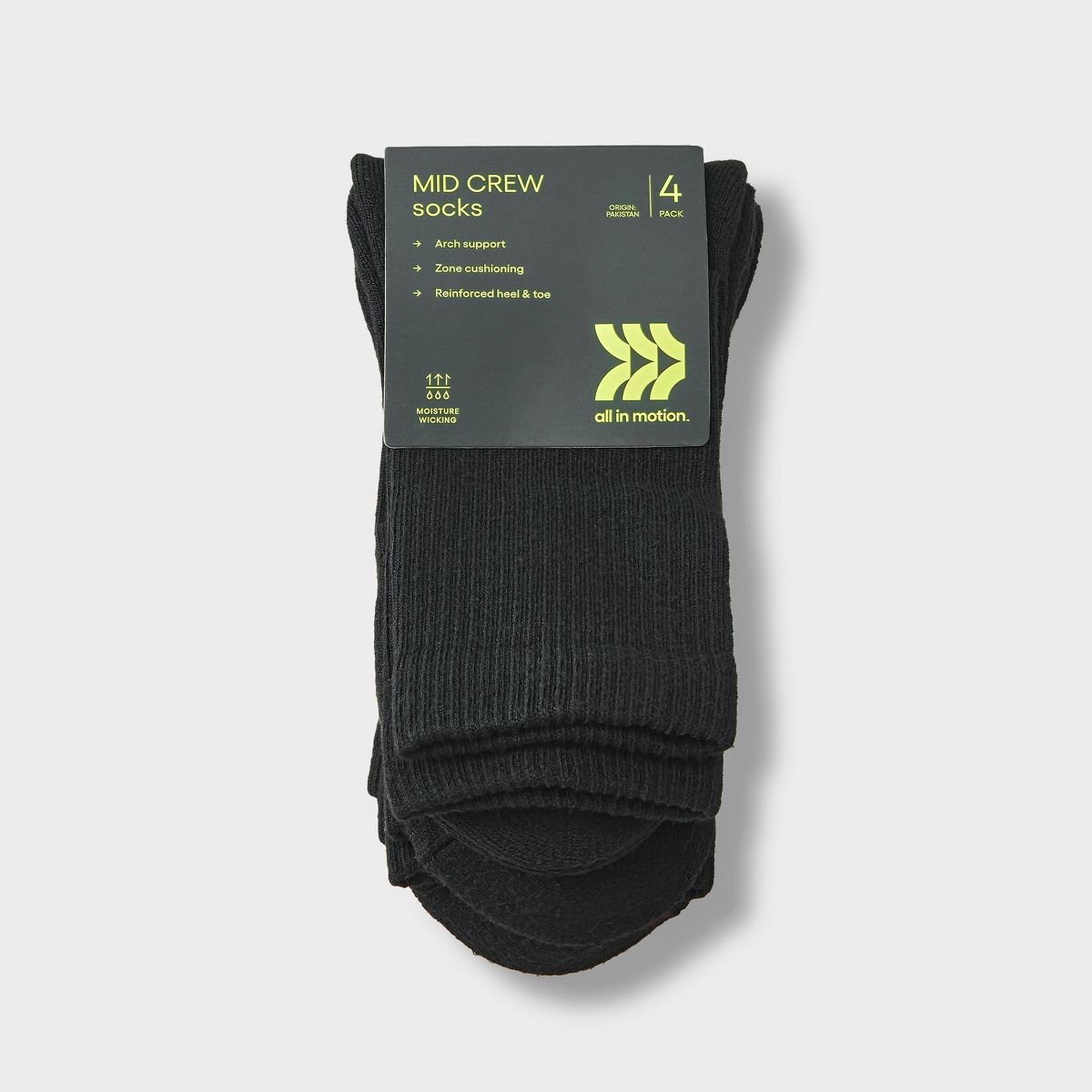 Women's Cushioned Active 4pk Athletic Mid Crew Socks - All In Motion™ 4-10 - thumbnail 2