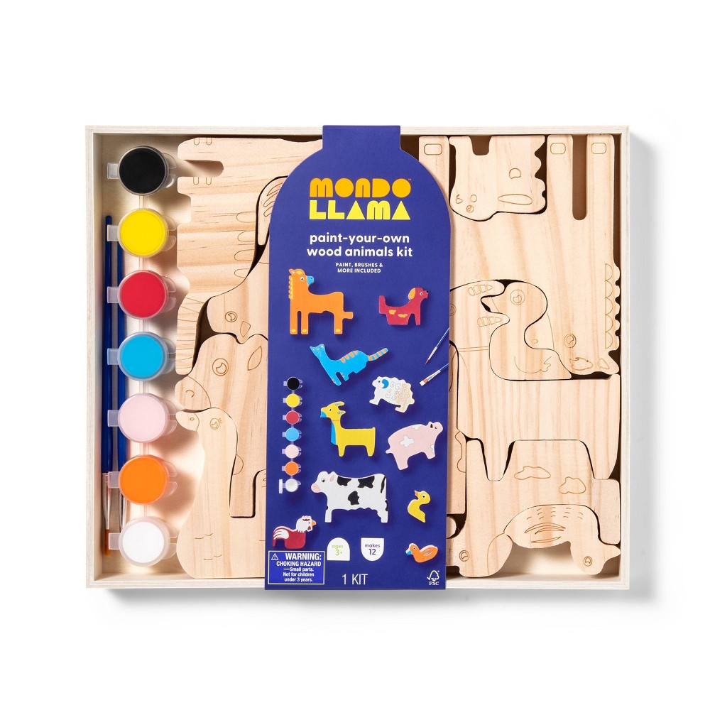 ( Case of 6 Counts ).  Paint-Your-Own Wood Animals Kit - Mondo Llama™