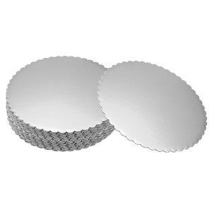 Unique Bargains Disposable Greaseproof Cardboard Scalloped Cake Platters 20 Pcs - 1 of 4