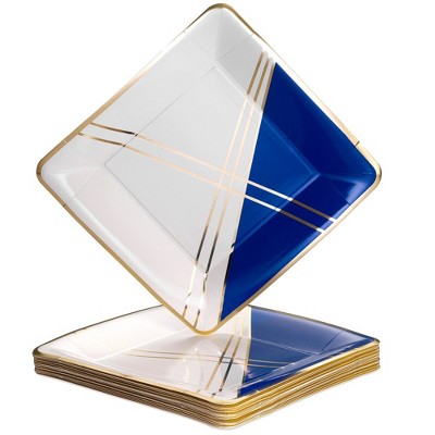 Silver Spoons Elegant Disposable Square Plates for Party, Heavy Duty Disposable Dinner Set (18 PC)