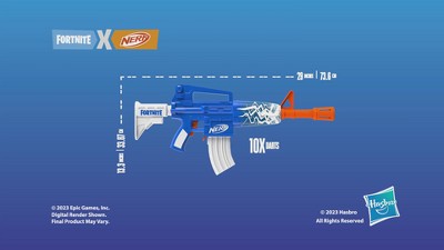 Nerf Fortnite Blue Shock Dart Blaster, 10-Dart Clip, 10 Elite Nerf