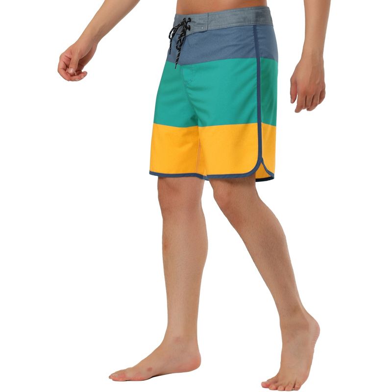 TATT 21 Men's Summer Casual Color Block Drawstring Surfing Beach Board Shorts, 5 of 7