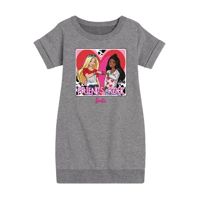 - Barbie - Friends Rock Graphic Short Sleeve Fleece Dress