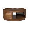 36.8'' Round Rattan Coffee Table with Open Storage Shelf,Mid-Century Modern Wooden Center Table for Living Room-Baofuwish - 3 of 4