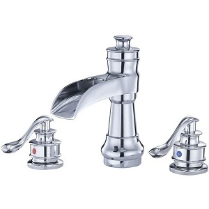 BWE 8 in. Waterfall Widespread 2-Handle Bathroom Faucet With Pop-up Drain Assembly in Spot Resist - 1 of 4