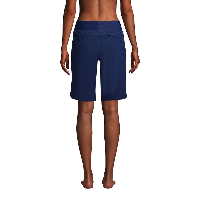 Lands' End Women's 11" Quick Dry Elastic Waist Modest Board Shorts Swim Cover-up Shorts with Panty, 2 of 7