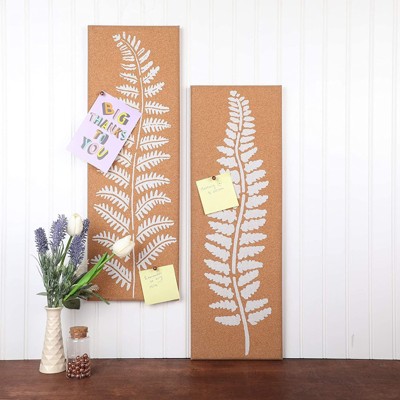 Frameless Cork Bulletin Boards with Leaf Print, 8 x 23.6 inches, 2-Pack