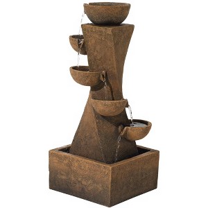 Cascading Bowls 27 1/2" High Large Modern Zen Indoor Outdoor Decor Faux Stone Floor Fountain with Light LED Outside Garden Patio - 1 of 4