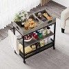 Bar Carts with 2 Portable Trays for Home, 3 Tier Bar Cart with Wheels, Mobile Kitchen Shelf Cart with Wine Rack & Glass Holder for Kichen, Dining Room - 2 of 4