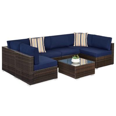Best Choice Products 7-Piece Outdoor Modular Patio Conversation Furniture, Wicker Sectional Set