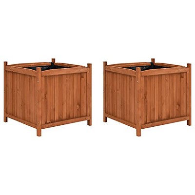 vidaXL 2X Firwood Raised Beds Outdoor Garden Patio Terrance Yard Lawn Accessories Wooden Planter Plant Pot Flower Box Basket Durable