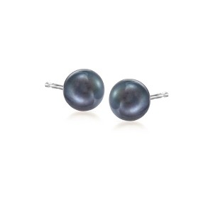 Ross-Simons 6-7mm Black Cultured Pearl Stud Earrings in 14kt White Gold - 1 of 3