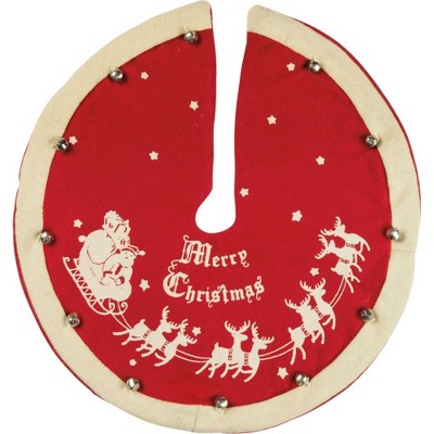 Primitives By Kathy 52.0 Inch Vintage Tree Skirt Large Bells Santa Sleigh Tree Skirts