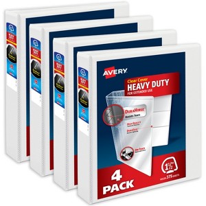 Avery Heavy-Duty View Binders, 1.5" Slant Rings, White, 4ct (79781) - 1 of 4