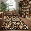 Modern Living Room Rug, Washable Floral Print Floor Cover, Low Pile Non-Slip Indoor Mat, Stain-Resistant Accent Carpet for Bedroom, Office - 4 of 4