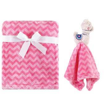 Hudson Baby Infant Girl Plush Blanket with Security Blanket, Llama, One Size