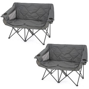 ARROWHEAD OUTDOOR Portable Folding Double Duo Camping Chair Loveseat w/ 2 Cup & Wine Glass Holder, Back Storage, Carrying Bag, Supports up to 6500lbs - 1 of 4