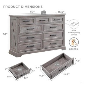 Fluted 6 Drawers Dresser, 47.2" Wide Modern Chest of Drawers with Metal Handle, Curved Profile Dresser TV Stand, Wooden Drawer Organizer for Bedroom - 1 of 1