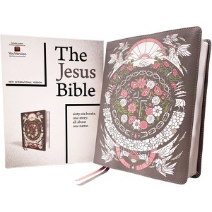 The Jesus Bible Artist Edition, Niv, Leathersoft, Gray Floral, Comfort Print - by  Zondervan (Leather Bound) - 1 of 1
