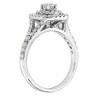 Pompeii3 1 Ct TDW Diamond Engagement Ring Double Cushion Halo 14k White Gold - 2 of 4