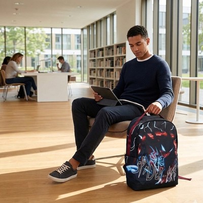 Spider-Man Classic Lightning Character Art 18.5” Adult Blue & Orange Backpack — фото 6