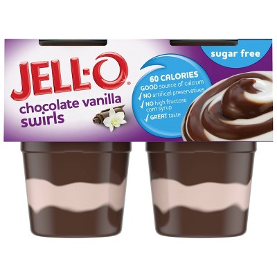 JELL-O Sugar-Free Chocolate Vanilla Swirls Pudding - 14.5oz/4ct