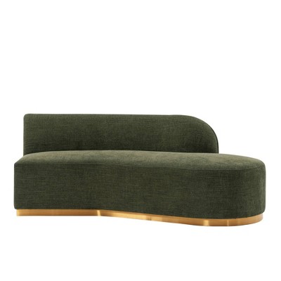 Olive Green Linen 132" 2-Piece Sectional Sofa with Golden Base