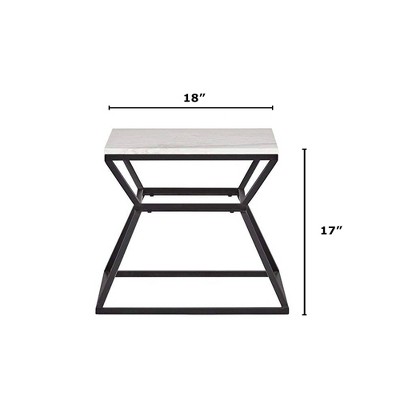 Black Metal Frame Square Marble Side Table