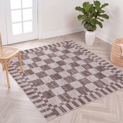 JONATHAN Y Draft Distressed Checkerboard Non-Slip Machine-Washable ...