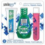 Dental Source Crest Smile Pro Travel Dental Pack with Mouthwash and Toothpaste - Trial Size - 3ct