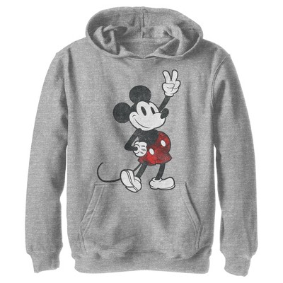 Boy's Disney Mickey Mouse Retro Peace Sign Pull Over Hoodie