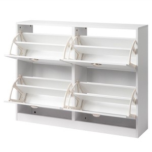 Karl Home 4 Flip Drawers White Particle Board 40.16in. W Shoe Cabinets - 1 of 4