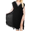 HAPPY BAY Women's Summer Vacation Beachwear Swim Suit Loose Bathing Suit Swim Beach Cover-up Dress Robe X-Large-XX-Large Black Solid - 2 of 4