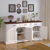63" MDF Fluted Sideboard Buffet Cabinet with 4 Doors, 3 Drawers and Adjustable Shelves for Kitchen, Living Room, Dining Room - 3 of 4