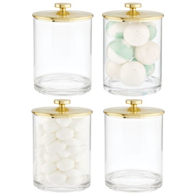 Mdesign Small Round Glass Apothecary Storage Canister Jars, 3 Pack,  Clear/black : Target