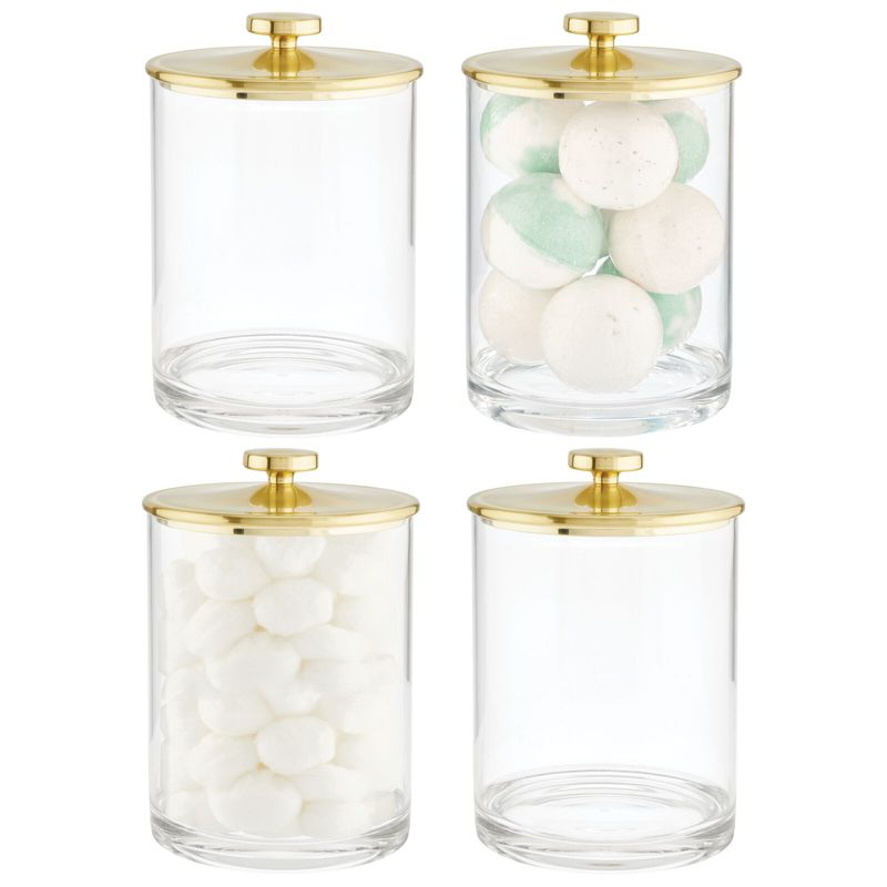 mDesign Round Acrylic Apothecary Canister Jars - 4 Pack, 1 of 8
