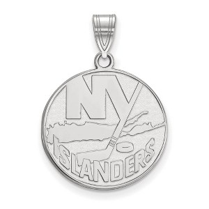 Black Bow Jewelry 10k White Gold New York Islanders NHL Large Pendant - 1 of 3
