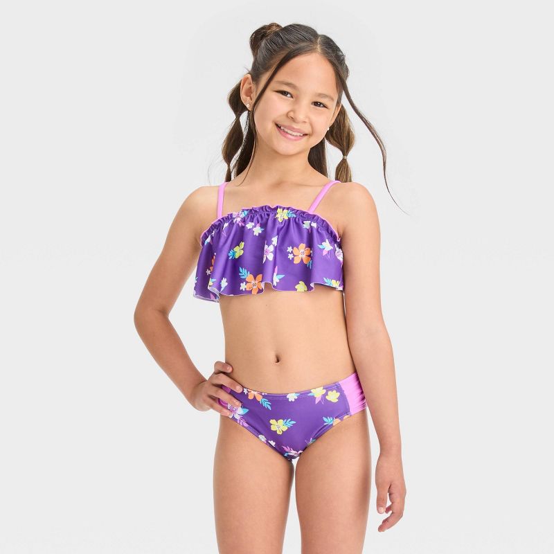 Girls' Simple Tropical Bikini Set - Cat & Jack™ Purple, 1 of 5