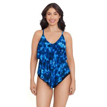 Swimsuits For All Women's Plus Size Chlorine Resistant Zip Up Swim Shirt,  24 - Vibrant Palm Blue : Target
