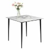 32'' Heat Resistant Marble Dining Table Kitchen Eating with Strong Black 4Legs - 4 of 4