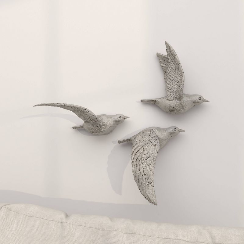 Bird Metallic 3D Sculpted Wall Decor Set of 3 Brown - Olivia & May, 4 of 16