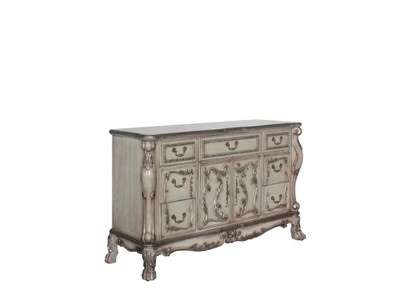 Vintage Bone White 68'' Dresden Dresser with Claw Legs