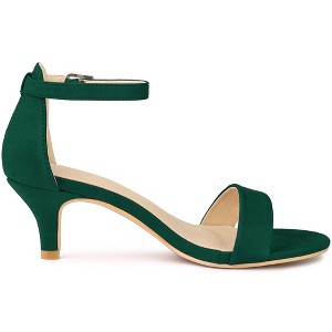 BLISSFUL STEP Women's Open Toe Ankle Strap Kitten Heels Sandals - 1 of 4