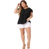 Agnes Orinda Women's Plus Size Ruffle Sleeve Eyelet Tie Neck Peasant Elegant Blouses - 3 of 4