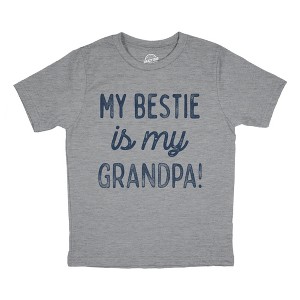 Youth Funny T Shirts My Bestie Is My Grandpa Sarcastic Graphic Novelty Tee For Young Kids - Crazy Dog Youth T Shirt Gift For Grandpa - 1 of 4