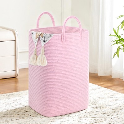 Laundry Basket,Woven Cotton Rope Laundry Hamper,Versatile Storage for Dirty Clothes,Baby Toys,and Blankets in Bathroom