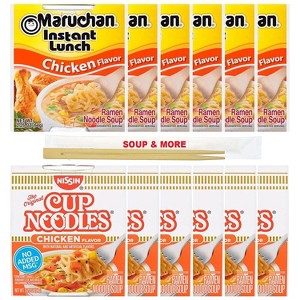 Maruchan Ramen Instant Chicken Soup 6 Noodles Cups & 6 Nissin cup Chicken Noodles Flavor , 12 Count, 2 Flavors - 1 of 1
